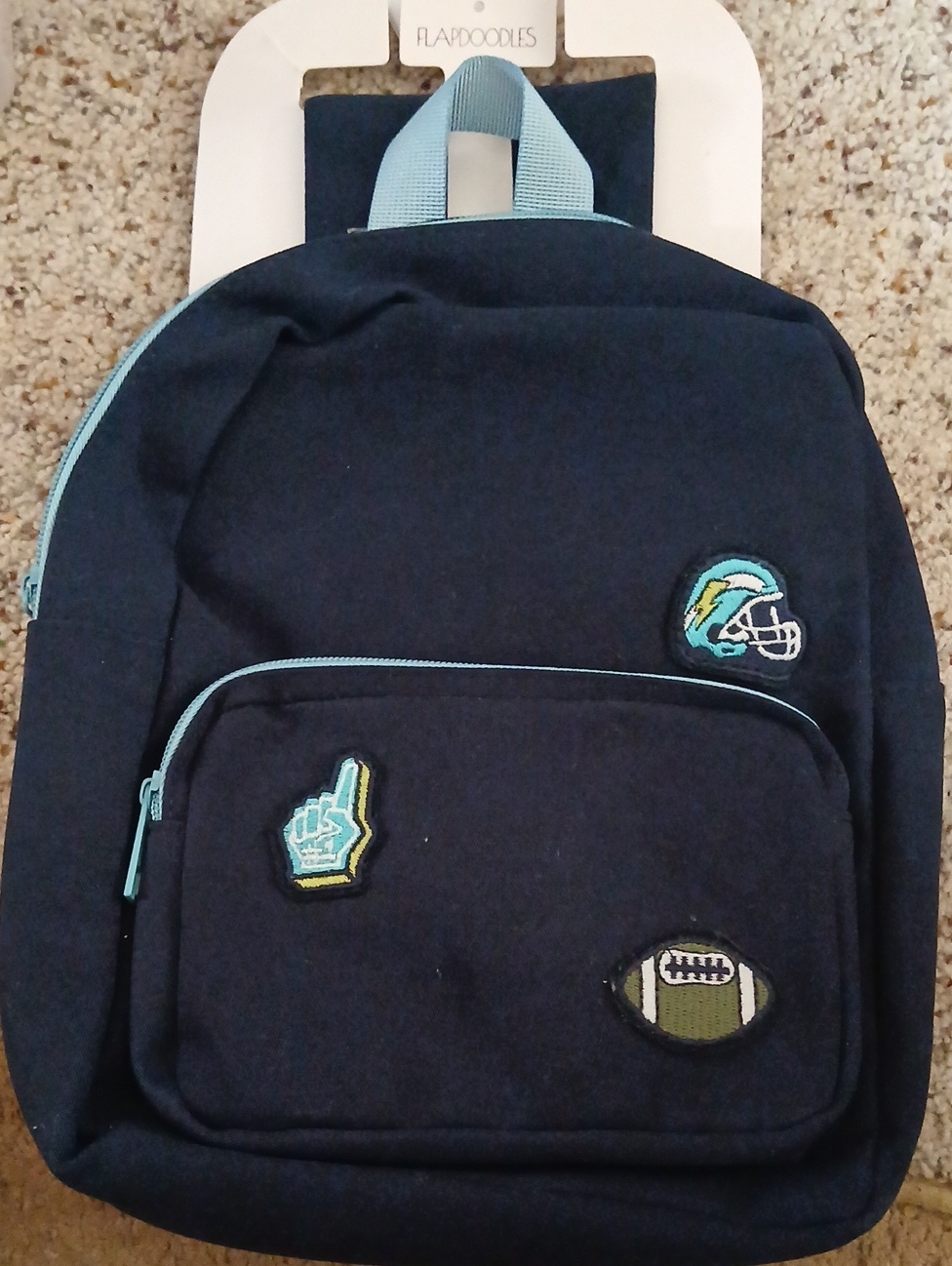 Nwt Flapdoodles Navy Blue Toddler/Small Child Mini Backpack (Football Themed)